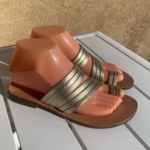 Kurt Geiger London summer gold leather shoes size 6-6.5 ( European 36.5)